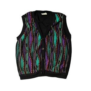Coogi style Colorful Patterned Knit Vest Wool